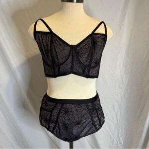 Torrid Black Spiderweb Mesh Lingerie Set